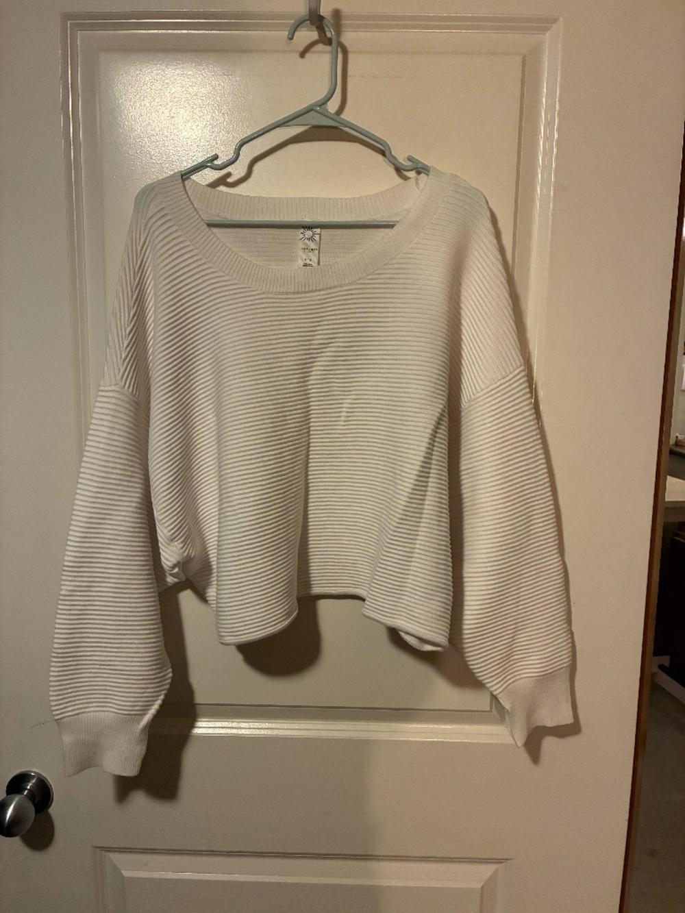 White Ribbed Off Shoulder Sweater